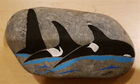 Hand Painted Rocks Southern Resident Killer Whales Etsy Hand