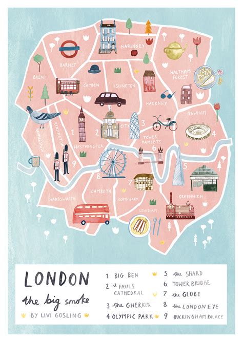Livi Gosling Illustration London Illustrated Map London Print City