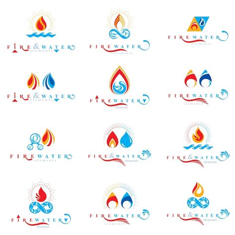 Combinación De Elementos De Agua Y Fuego Colección De Logotipos