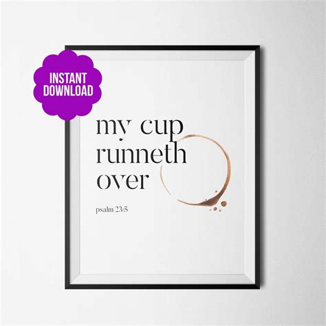 Printable Art My Cup Runneth Over Typography Etsy Hong Kong