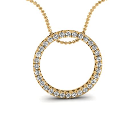yellow gold round white diamond floating circular fancy pendant in pave set fascinating diamonds