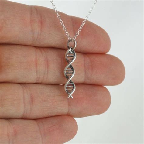 Dna Double Helix Charm Necklace 925 Sterling Silver Molecular Biology