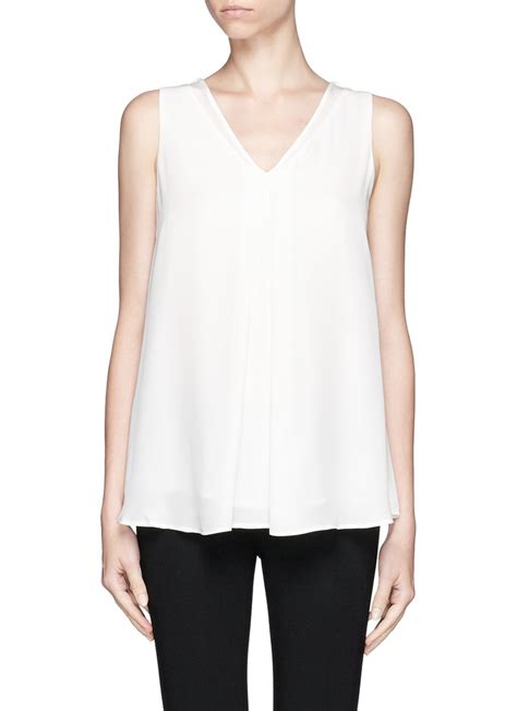 Theory Lesay Silk Tank Top In White Lyst