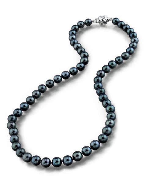 6 5 7 0mm Japanese Akoya Black Pearl Necklace AA Quality Black