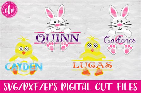 Download Split & Monogram Bunny & Chick - SVG, DXF, EPS Digital Cut ...