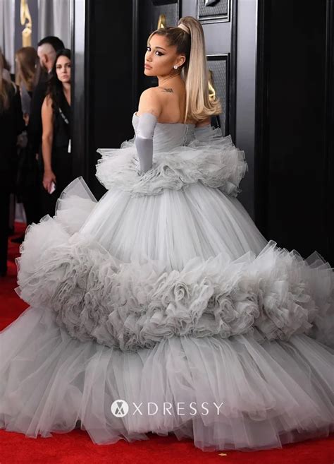 Ariana Grande Gray Tulle Ball Gown 2020 Grammys Xdressy