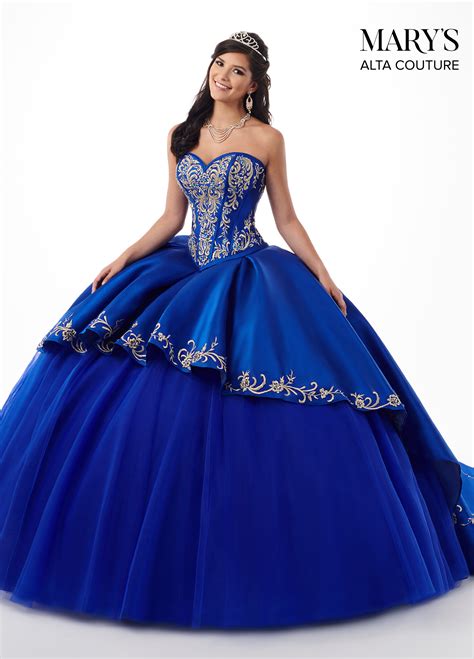 Peaches boutique started back in 1984, so we have a history in providing sweet fifteen dresses (aka, puffy quince. Quinceanera Couture Dresses | Style - MQ3020 in Royal/Gold ...