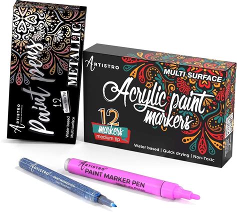 Artistro 12 Metallic Paint Pens Extra Fine Tip And 12