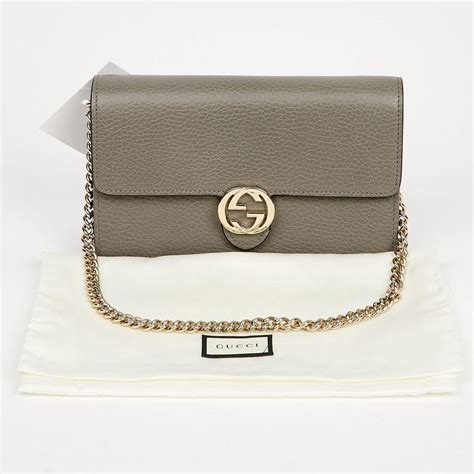 Gucci Interlock Wallet On Chain With Grey Leather At 1stdibs Gucci
