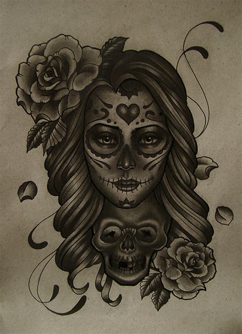 The day of the dead tattoos, also known as dia de los muertos, is a holiday that falls at the end of this vacation is profoundly rooted in mexican skull women, sugar skull women or la catrina, or only a tattoo with a stunning woman wearing skull constitute! mexican girl skull by FraH on DeviantArt