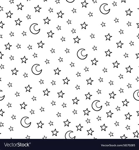 Seamless Pattern With Cartoon Stars And Moon On Vector Image