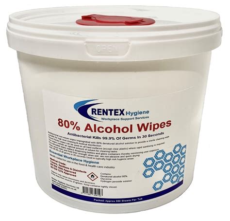 Rentex 80 Alcohol Disinfectant Wipes 550 Tub Medical Grade