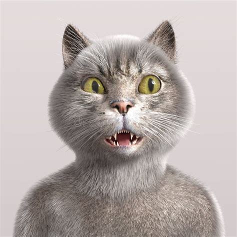 3d Illustration Of A Cute And Funny Surprised Cartoon Cat Stock Photo