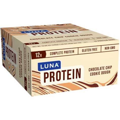 Luna Chocolate Chip Cookie Dough Protein Bars 12 Ct 159 Oz Foods Co
