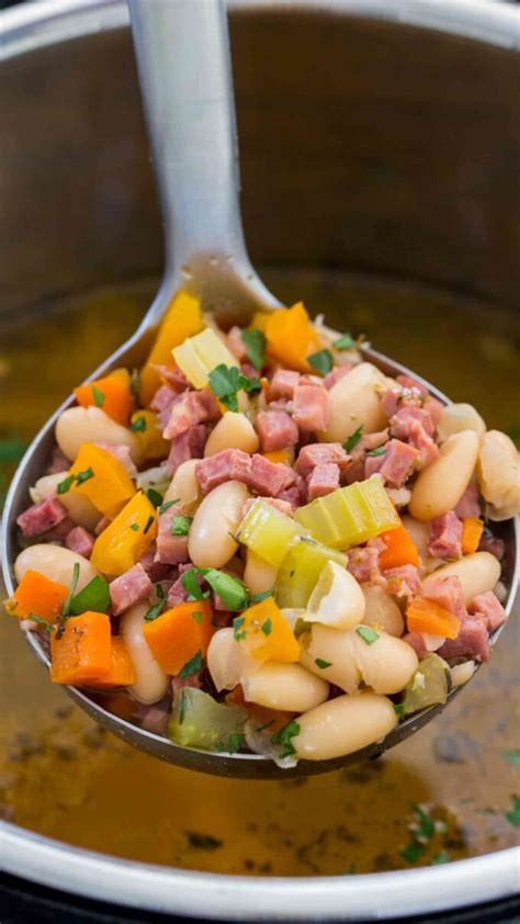 Add white beans, ham, chicken stock, water and bay leaves. Instant Pot Ham and Bean Soup VIDEO - Sweet and Savory Meals