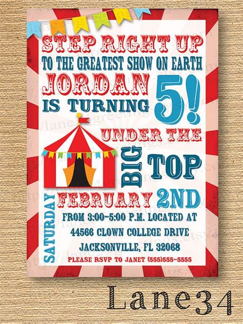 Big Top Circus Birthday Invitation Invitation By Lane34greetings
