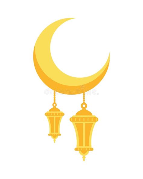 Ramadan Kareem Lamps Hanging In Moon Stock Vector Illustration Of