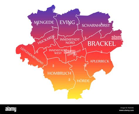 Dortmund City Map Germany De Labelled Rainbow Colored Illustration