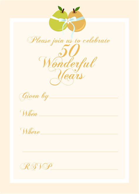 Free printable 50th anniversary cards. FREE printable 50 year anniversary party invitation | 50th ...