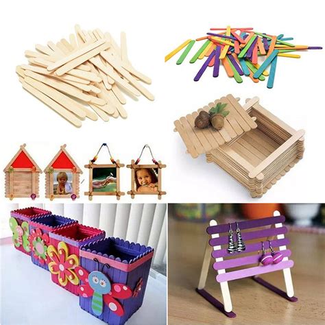 50pcs Diy Wooden Pops Popsicle Crafts Sticks Kid Party Ice Cream Craft