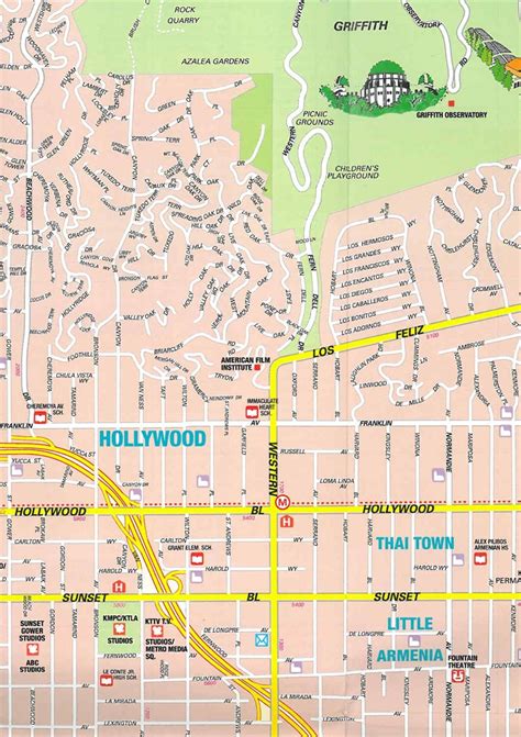 Large Hollywood Ca Maps For Free Download And Print High Resolution