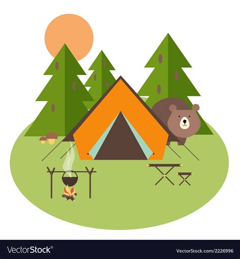 Forest Camping Royalty Free Vector Image Vectorstock