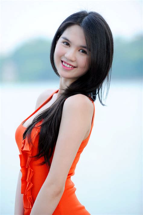 Ngoc Trinh In Orange Skirt Sexy Girl Viet Nam Bikini Model