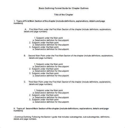 8 Chapter Outline Templates Word Excel Pdf