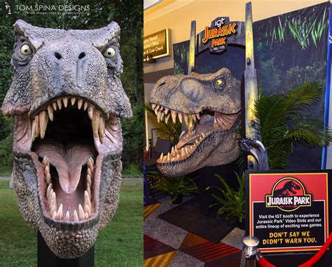 Jurassic Park T Rex Life Sized Foam Carved Bust Tom Spina Designs