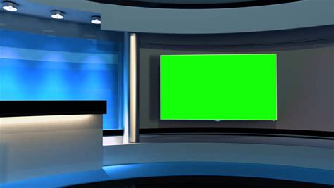 News Tv Studio Set Virtual Green Screen Royalty Free Video