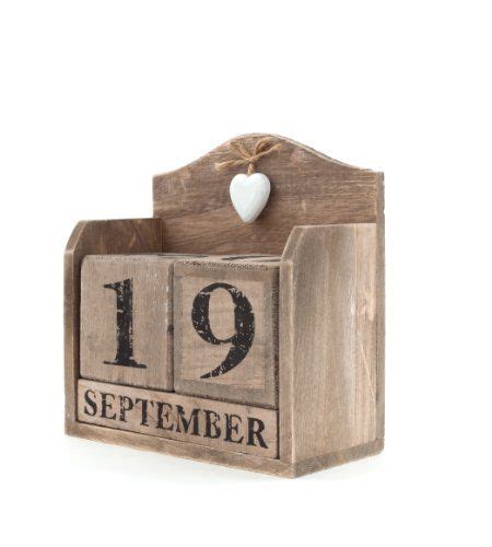 Rustic Aged Look Large Wooden Cube Date And Month Calendar With Hanging