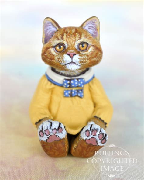Tippie Miniature Ginger Tabby Maine Coon Cat Art Doll Handmade Original One Of A Kind Kitten