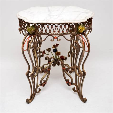 Antique Painted Iron Marble Top Table Marylebone Antiques