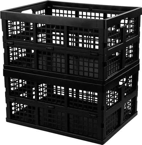 Neadas 34 L Black Plastic Folding Storage Crates
