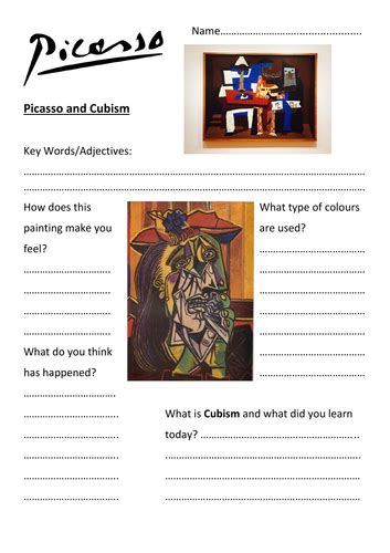 Picasso Cubism Question Worksheet In 2020 Picasso Cubism Cubism Picasso