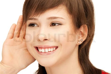 Bright Picture Of Teenage Girl Listening Gossip Stock Image Colourbox