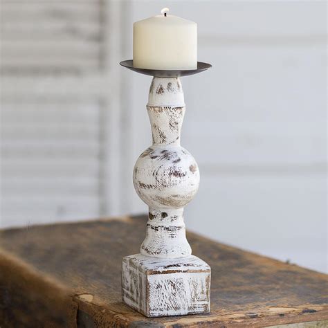 White Wooden Pillar Candle Holders Nordic Vintage Candle Holders