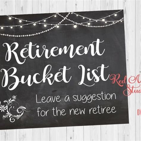 Retirement Bucket List Sign Printable Retirement Party Sign Etsy