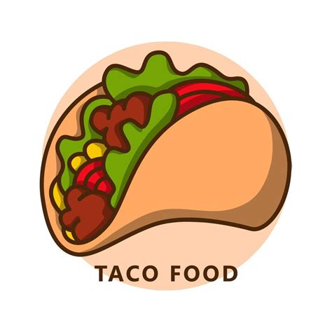 Taco Food Illustration Cartoon Food And Drink Logo Mexican Food Icon