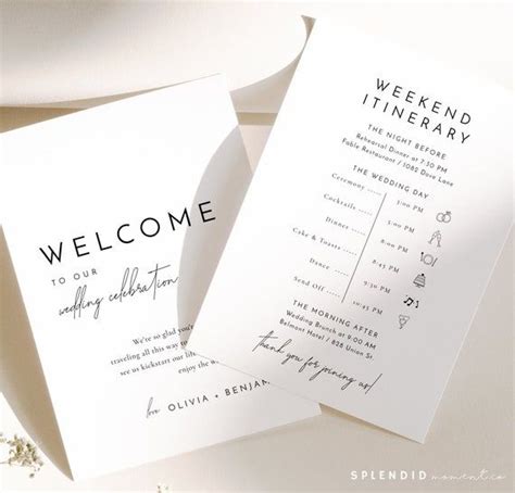 Wedding Itinerary Timeline Card Template Printable Itinerary Etsy In