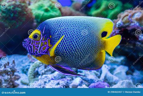 Close Up View Of An Adult Blueface Angelfish Stock Image Image Of