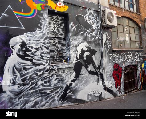 Street Art Painted On The Walls Of AC DC Lane Melbourne Victoria