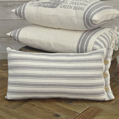 Piper Classics Market Place Gray Ticking Stripe Pillow Cover 12 X 22