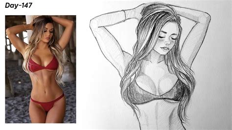 How To Draw Female Body Sexy Bikini Girl Sketching Pencil Day