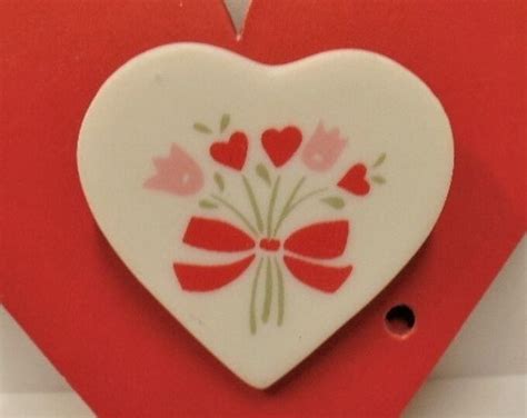 Vintage Hallmark Valentine Lapel Pin 1980s Nos Ceramic Heart Etsy