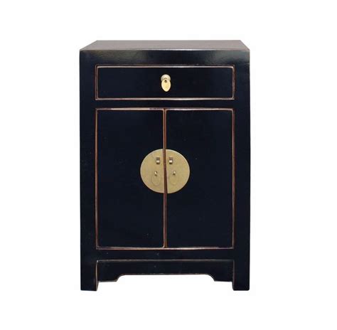 A pair of round end or nightstand tables by designer timothy defiebre for brickel associates. This is a modern end table nightstand with oriental accent ...