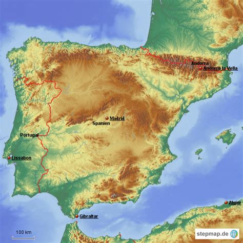 Editierbare landkarte von spanien mit provinzen und städten für präsentationen. StepMap - Spanien - Landkarte für Spanien