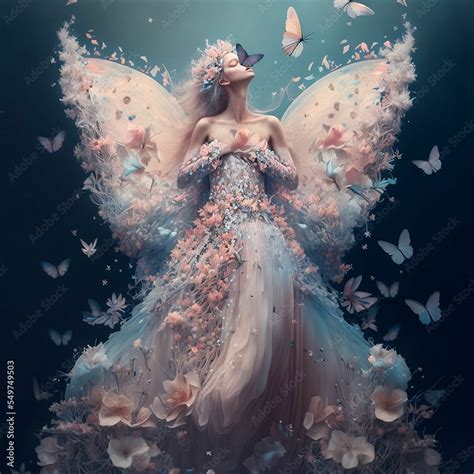 beautiful artwork of magical butterfly fairy woman created using midjourney ai and photoshop