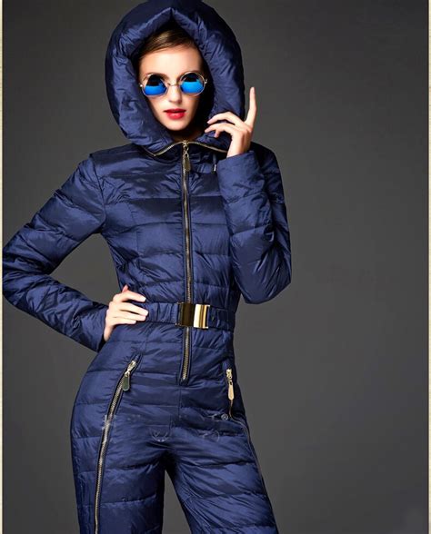 oln luxury women 2017 fashion down coat jumpsuits winter suits thicken high quality women
