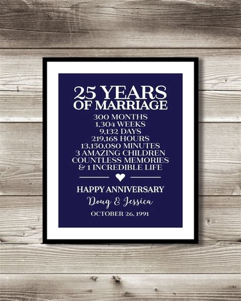 25 Year Wedding Anniversary T Idea 25th Anniversary Etsy